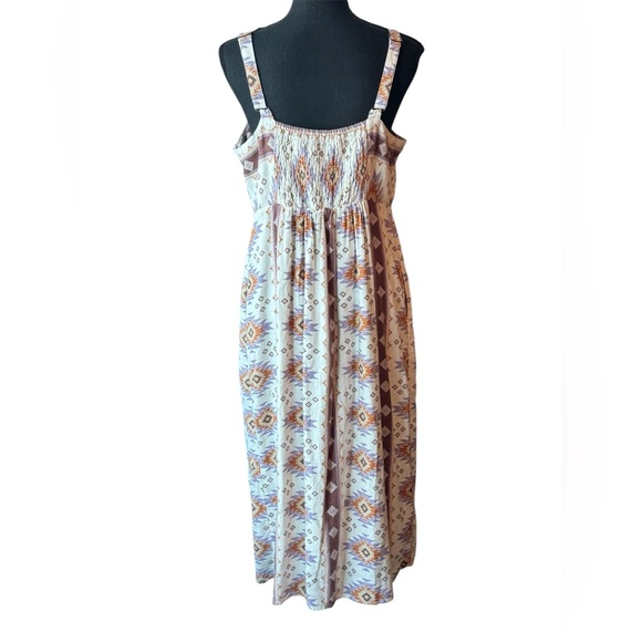Sonoma Geometric Southwestern Print linen blend Midi Dress Large - Picture 3 of 10